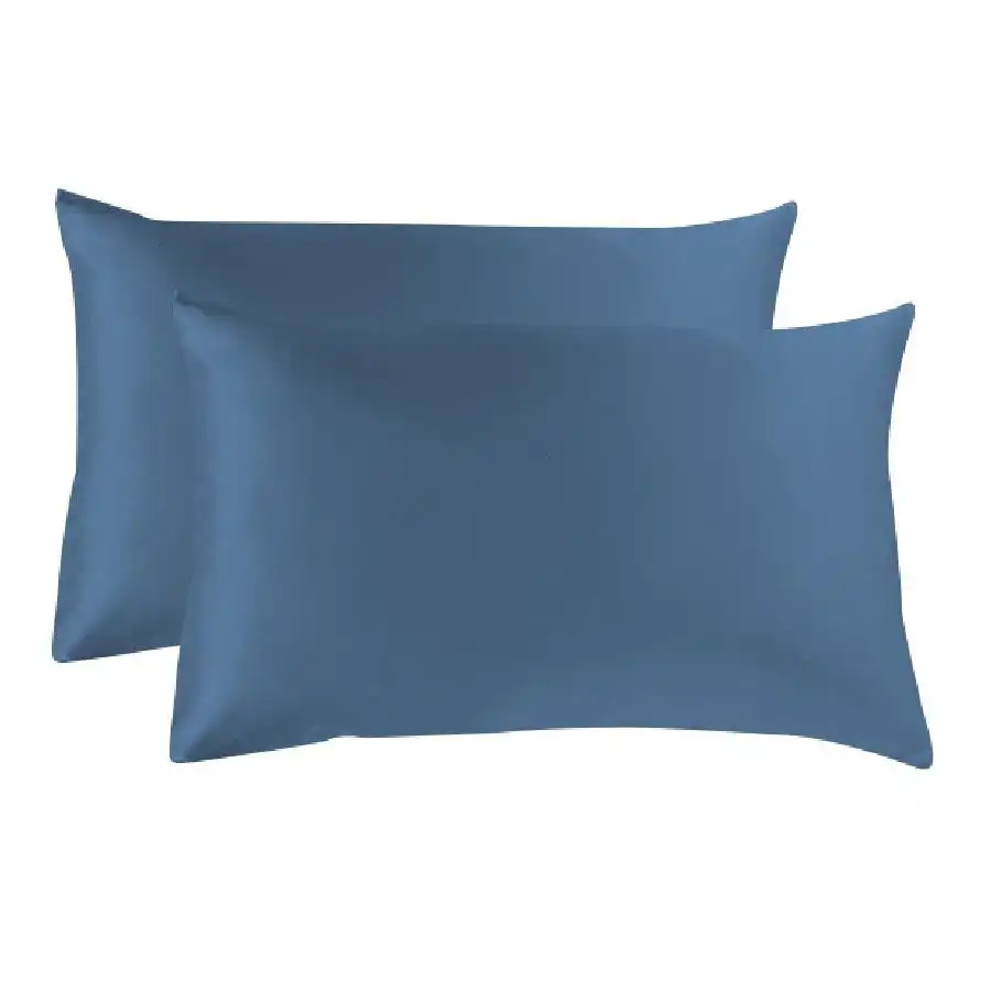 Two Silky/Silk Feel Satin Pillowcases-Ocean