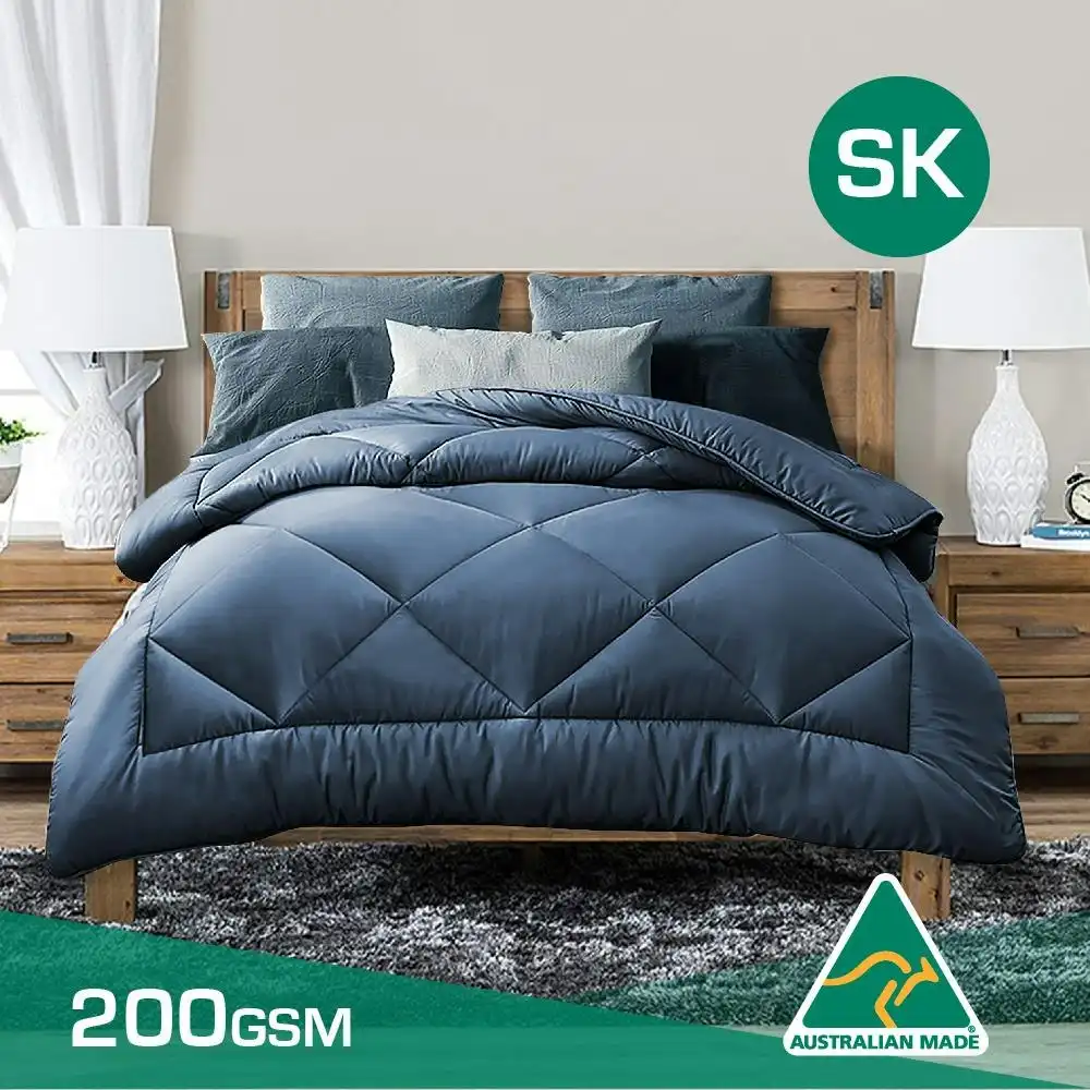 Super King Size Aus Made Summer Weight Soft Bamboo Blend Quilt Blue Cover