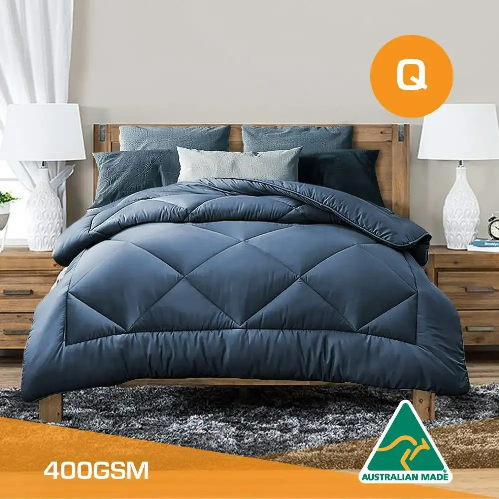 Queen Size Aus Made All Season Soft Bamboo Blend Quilt Blue Cover