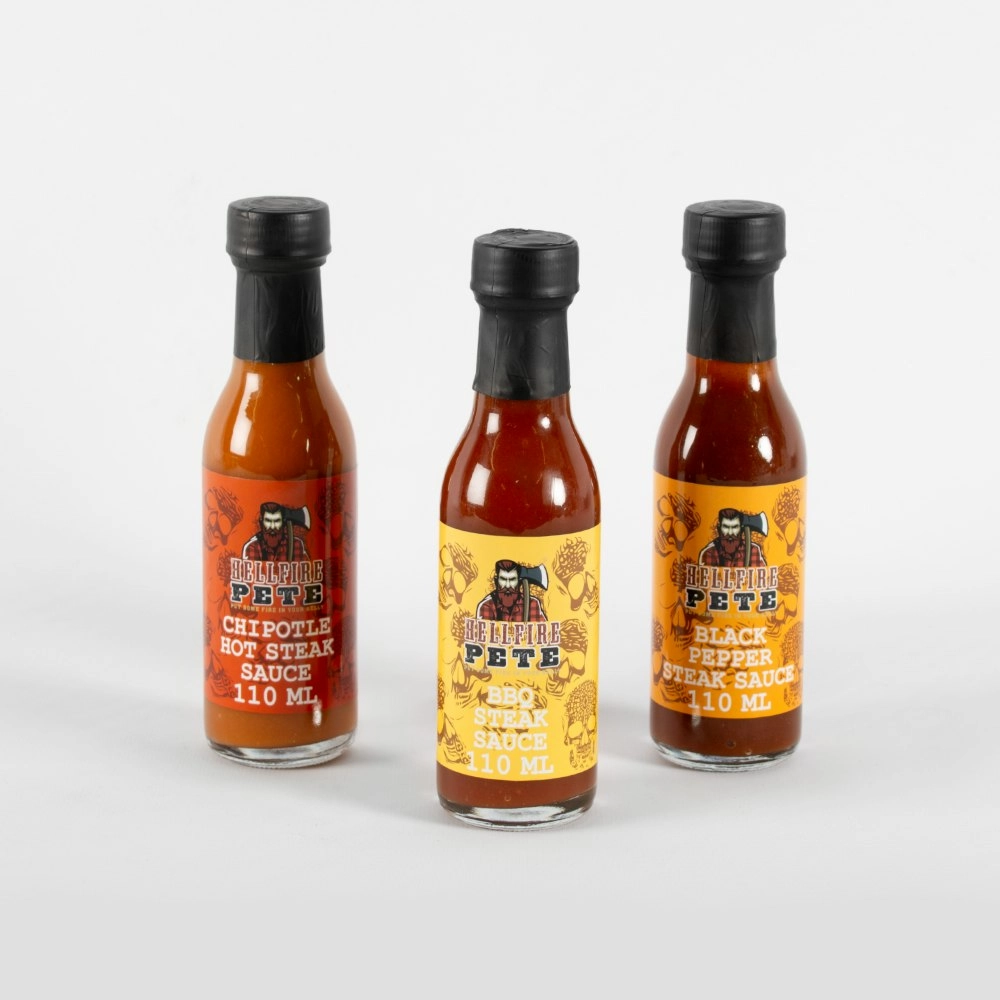 Hellfire Pete Coffin Steak Sauce Selection