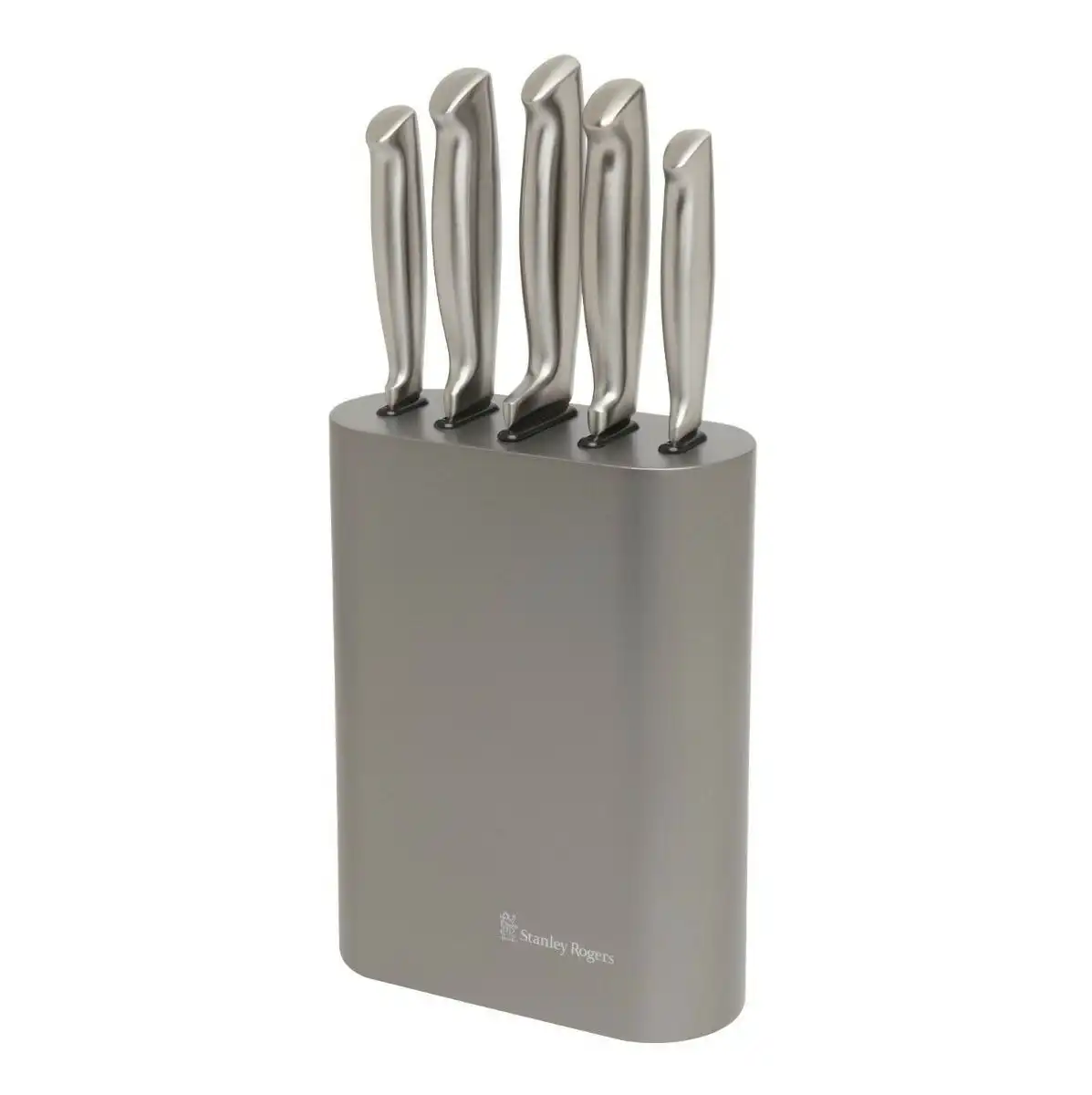 Stanley Rogers Metallic  Pewter Vertical Oval 6 Piece Knife Block Set