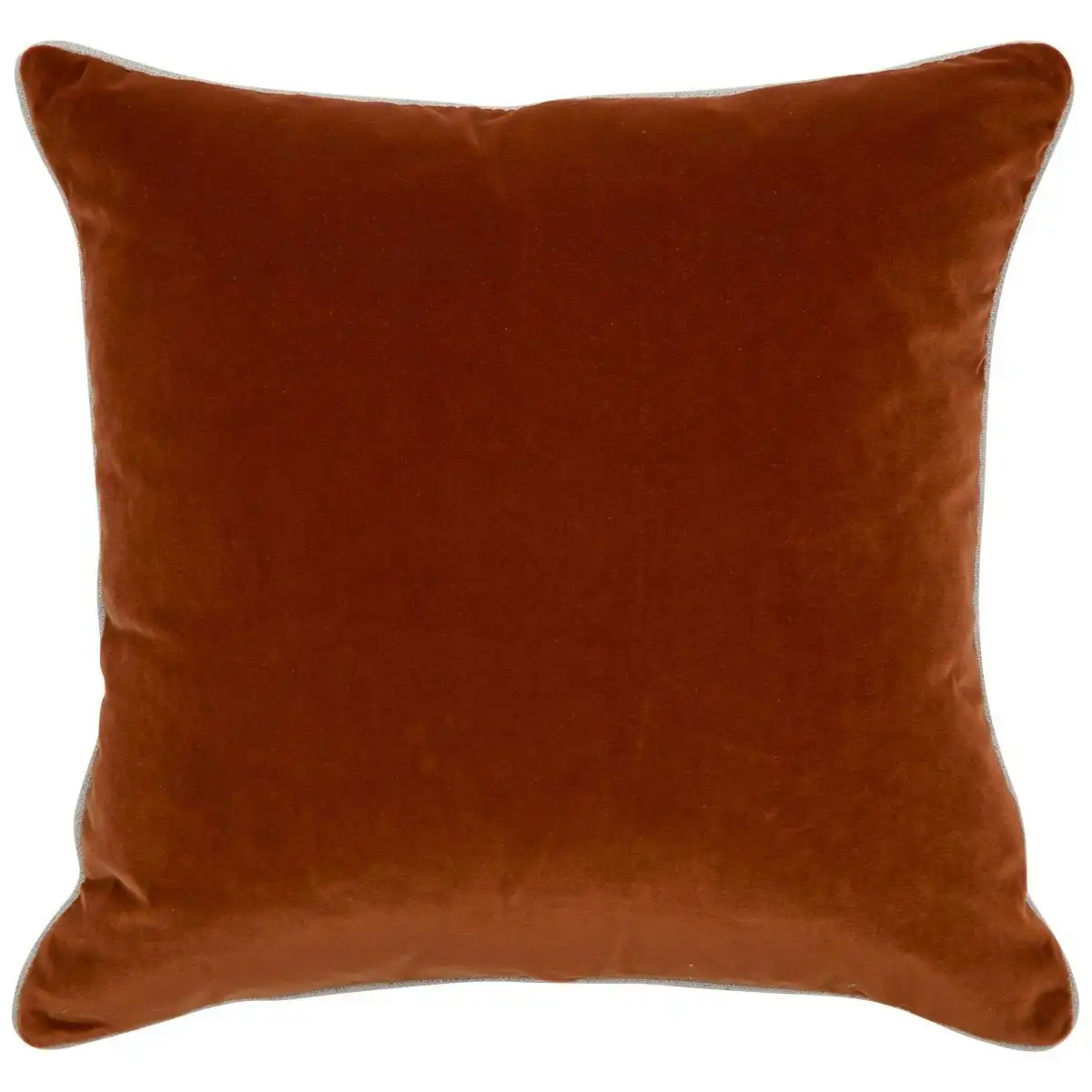 Sass Square Feather Cushion - Caramel Velvet w Natural Linen