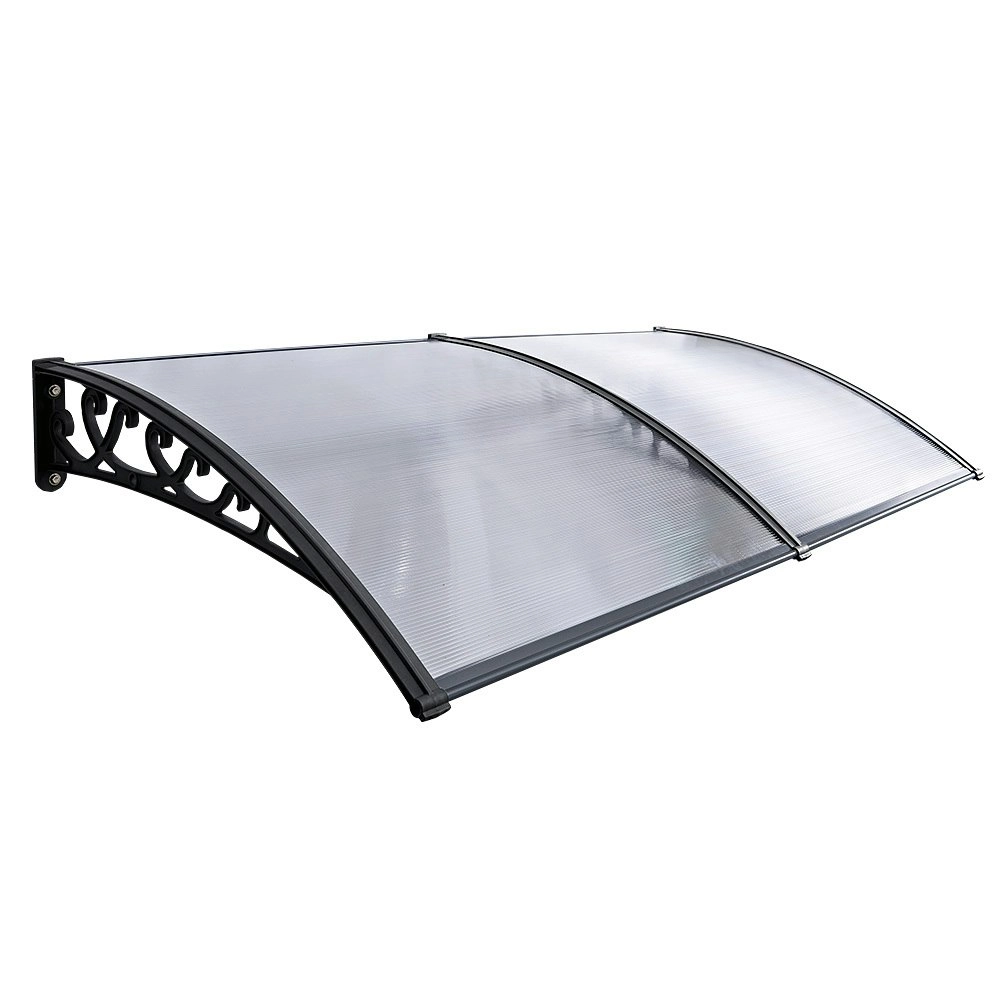 Groverdi Window Door Awning Outdoor Canopy Patio Rain Shield Cover DIY 1Mx2.4M Black Clear