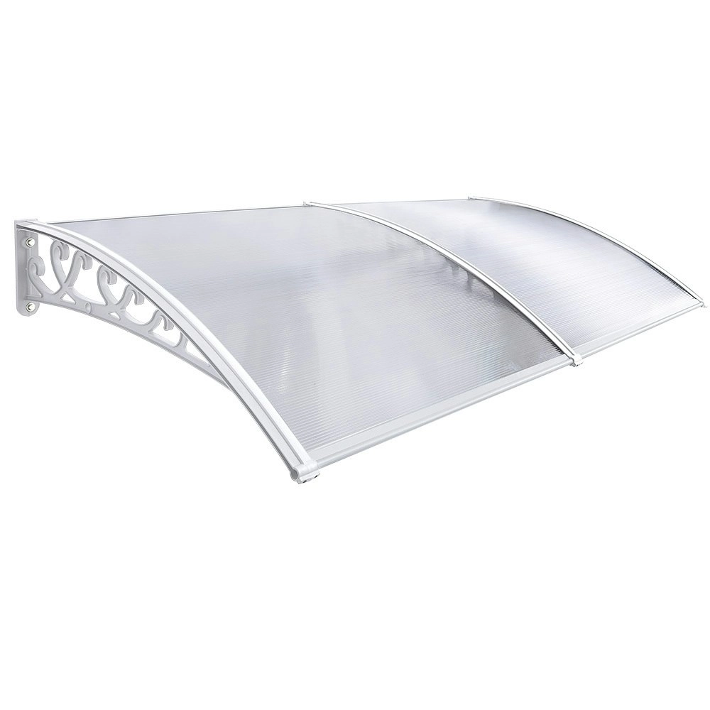 Groverdi Window Door Awning Outdoor Canopy Patio Rain Shield Cover DIY 1Mx2.4M White Clear