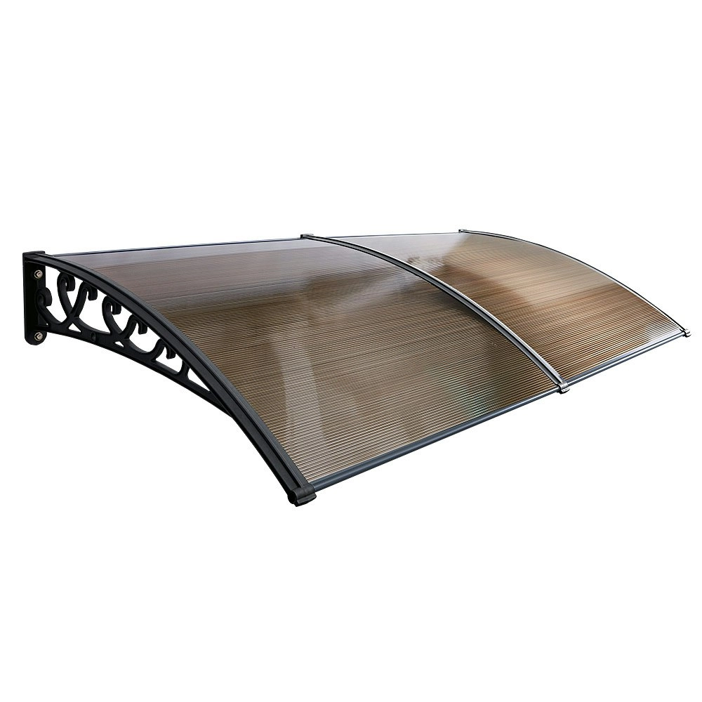 Groverdi Window Door Awning Outdoor Canopy Patio Rain Shield Cover DIY 1Mx2M Black Tawny