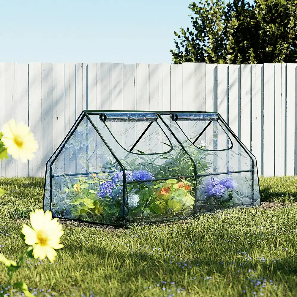 Greenfingers Greenhouse Flower Garden Shed PVC Cover Frame Film Tunnel Green House 180x90cm