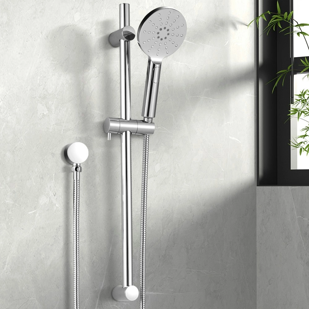 Handheld Shower Head Wall Holder 4.7'' High Pressure Adjustable Height 3 Spray Modes Chrome