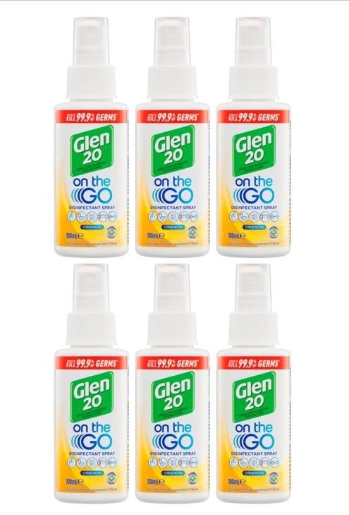 6 Pack Glen 20 On The Go Disinfectant Spray Citrus Notes 100ml