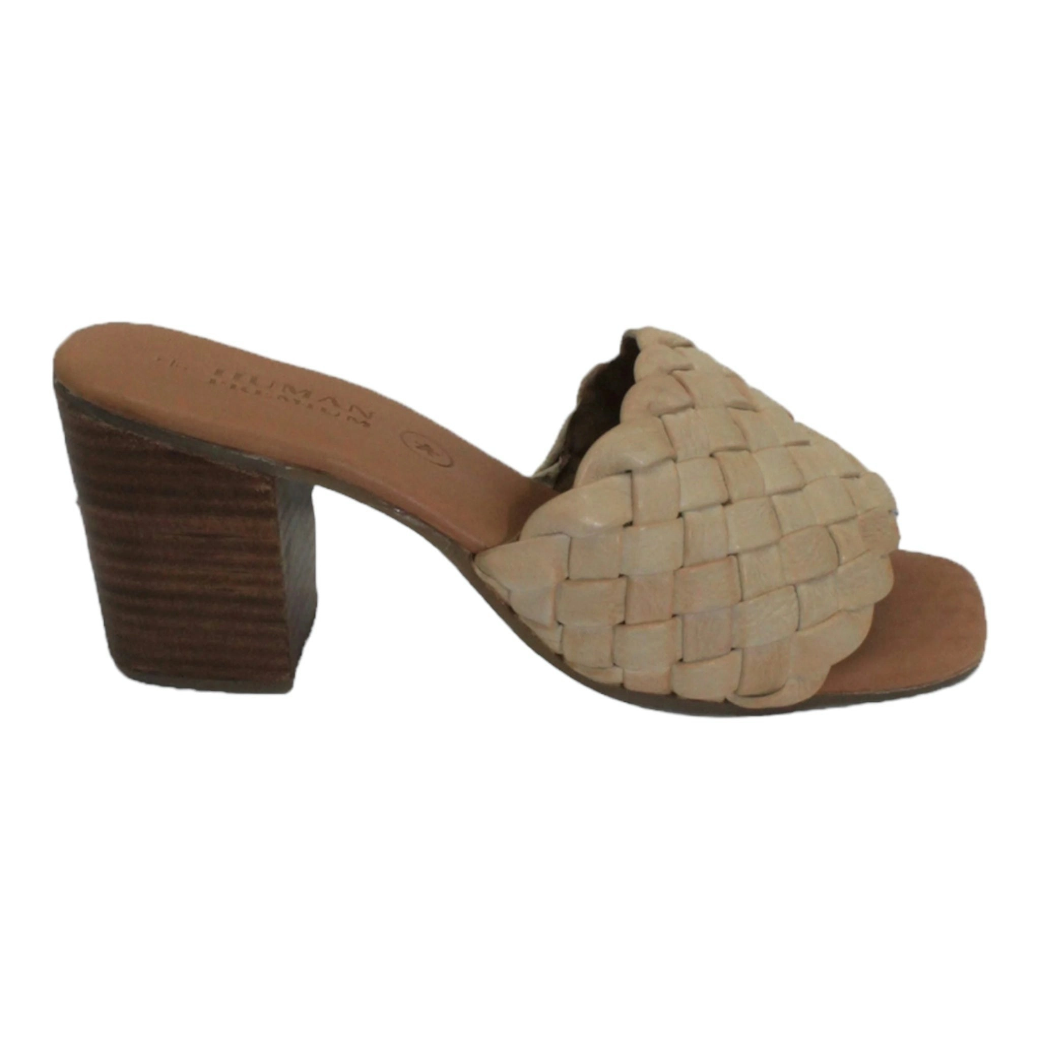 Florida Woven Leather Heel Latte