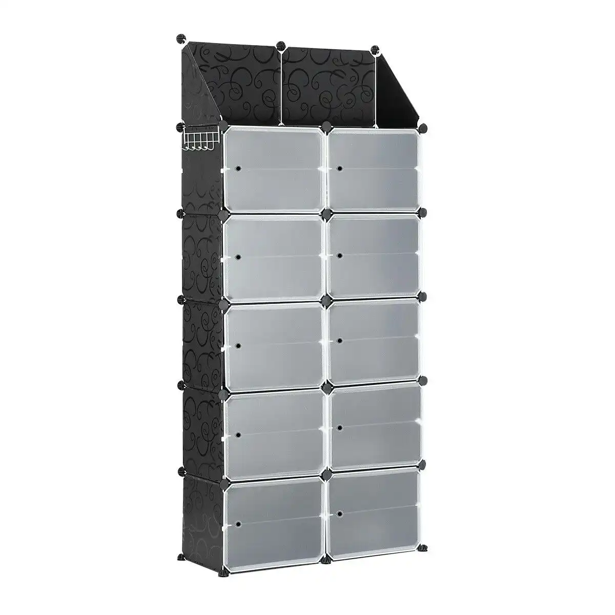 Ausway 40 Pairs Stackable Shoe Storage Box Organiser Cube DIY Shoe Cabinet Rack Shelf 20 Tier Black