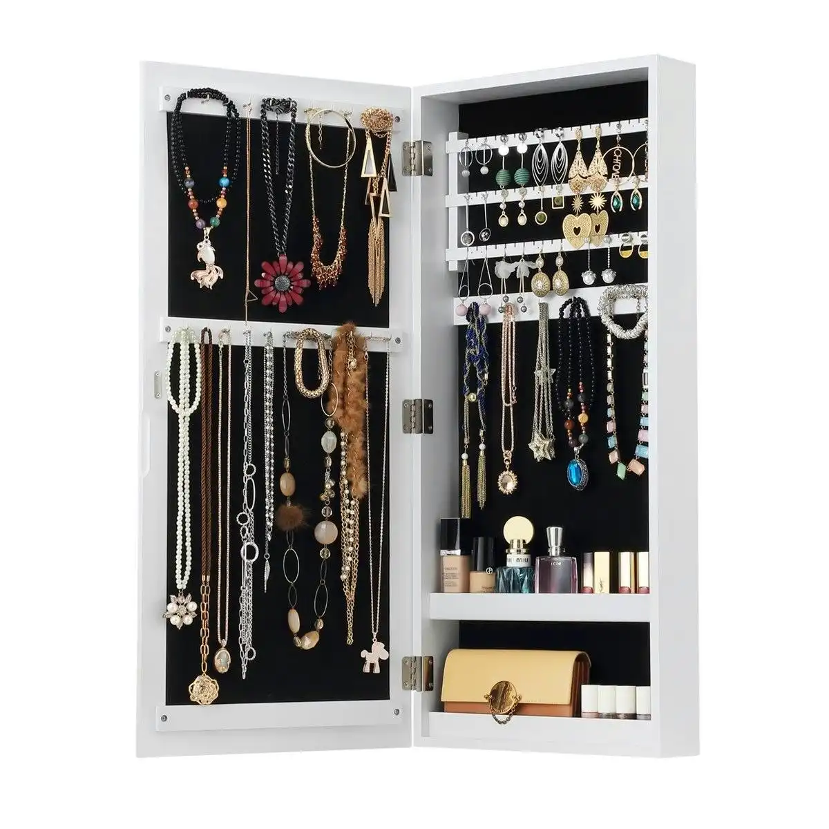 Ausway Wall Hanging Jewellery Cabinet Organizer w/ Photo Frames-White