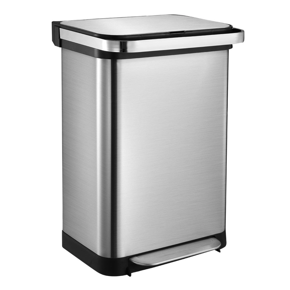 Maxkon 50L Stainless Steel Bin Kitchen Rubbish Bin Recycling Bin Trash Garbage Waste Bin