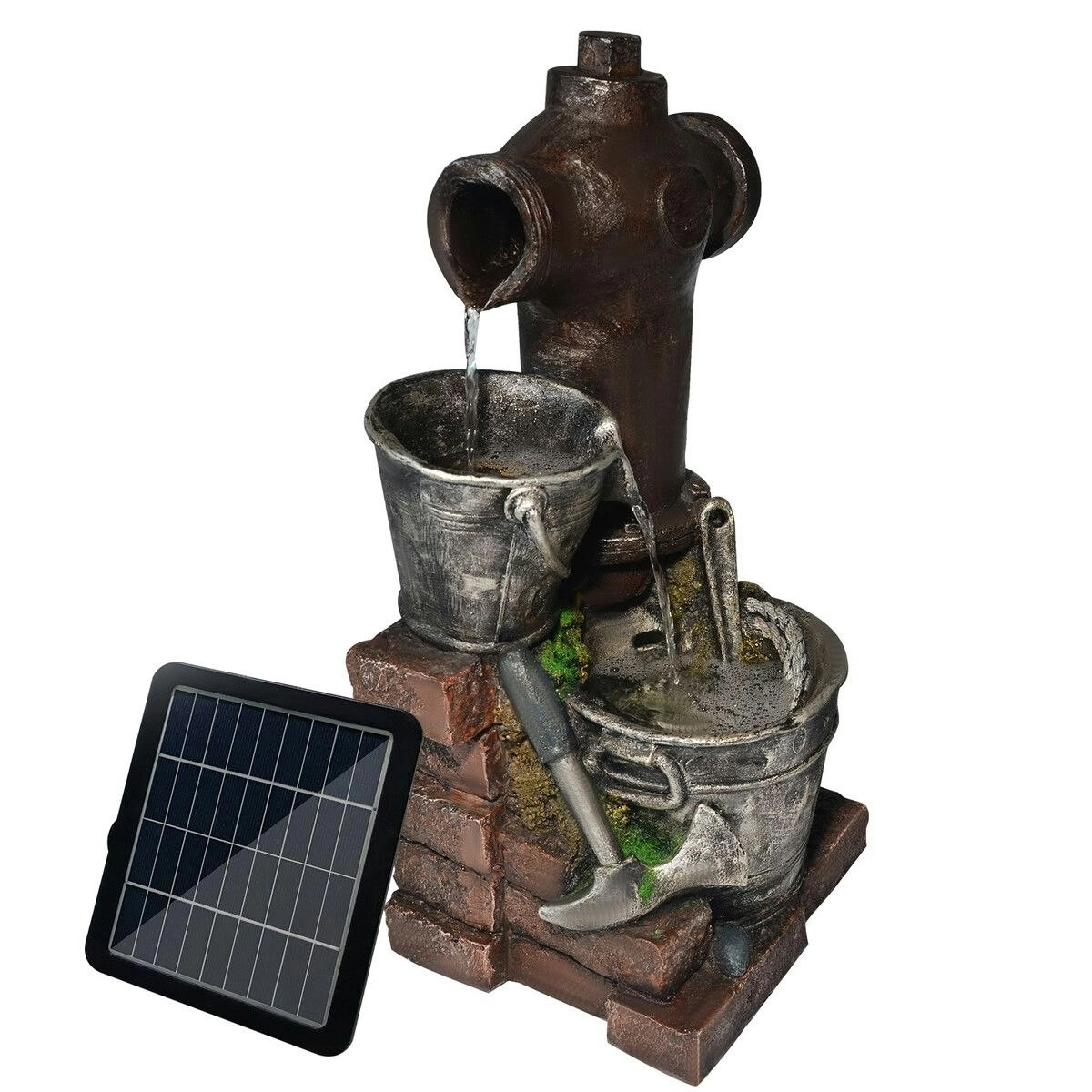 Maxkon Solar Powered Water Fountain Outdoor Garden Features Cascading Bird Bath LED Indoor Backyard Pond