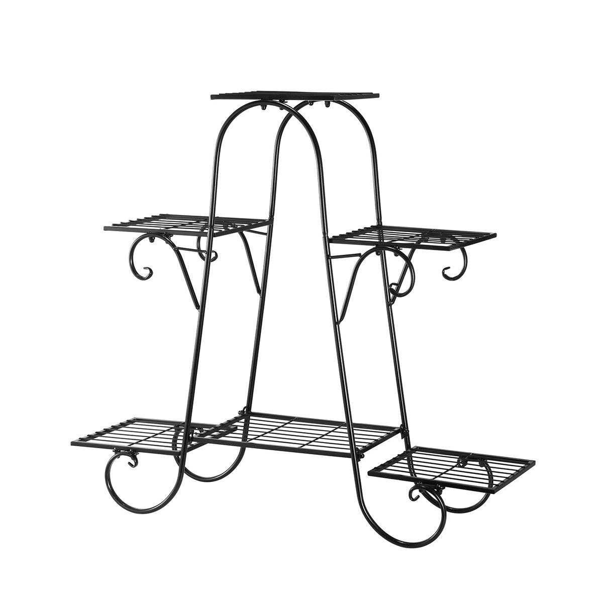 Ausway 6 Tier Metal Plant Stand Flower Plant Pot Stand Shelf Black