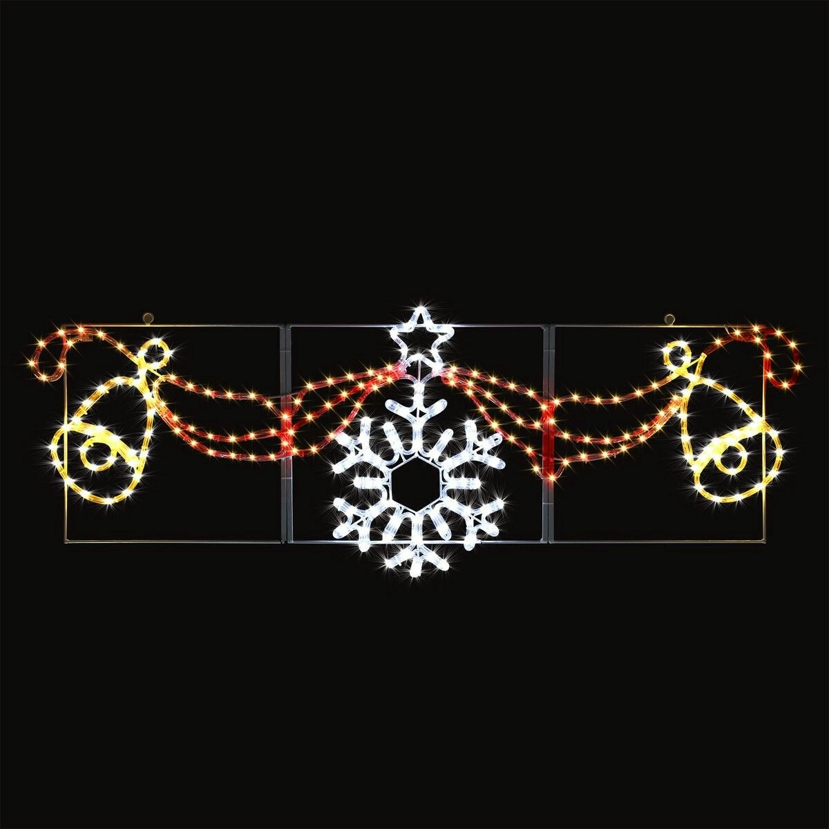 Solight Christmas LED Light Decor Strip Rope Xmas Snowflake Bell Holiday Ornament Outdoor Indoor 145x53cm XL Size