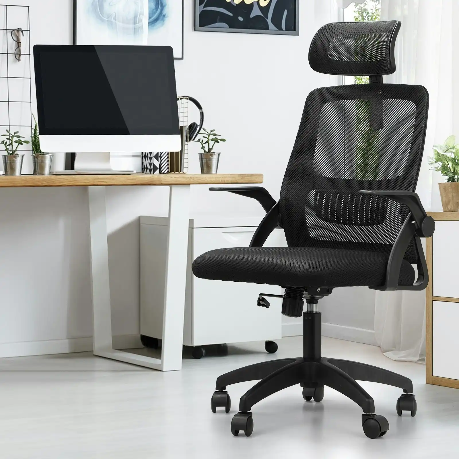 Oikiture Mesh Office Chair Executive Fabric Gaming Seat Racing Tilt Computer Black1