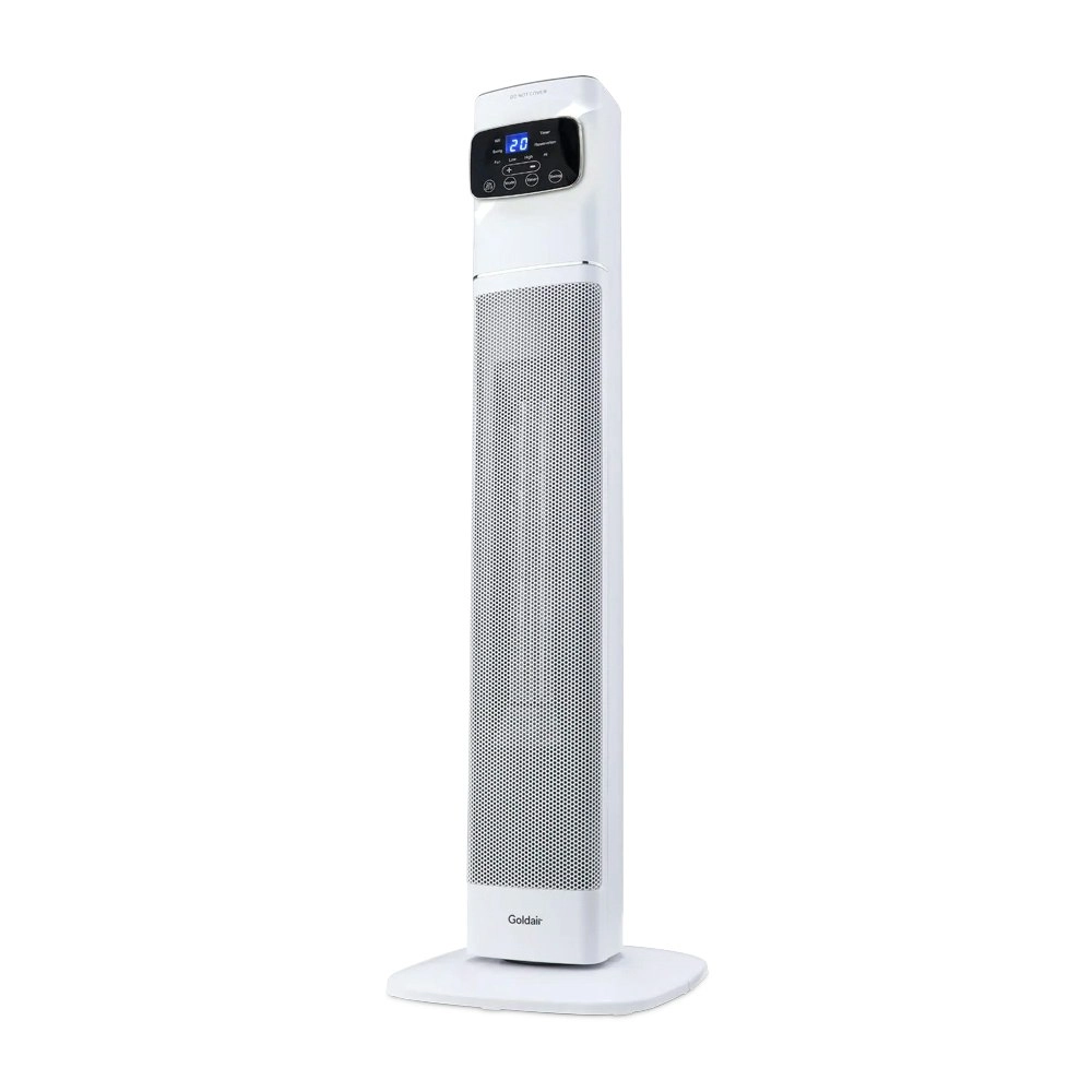 Goldair 90cm 2400W Ceramic Tower Heater w/Wifi/Remote/Thermostat Heating White