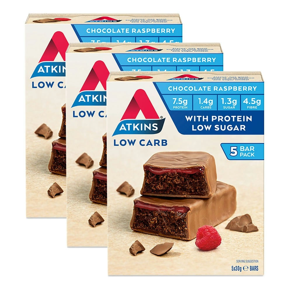 15pc Atkins Low Carb/Sugar 30g Endulge Protein Bar Snack Chocolate Raspberry