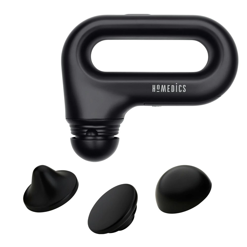 Homedics Handheld Mini Portable Vibration Body Massager 13cm Black w/Attachments