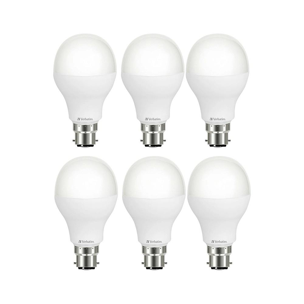 6x Verbatim B22 Bayonet Cool White Classic A Dimming Light Bulb 11W/1100lm/4000K