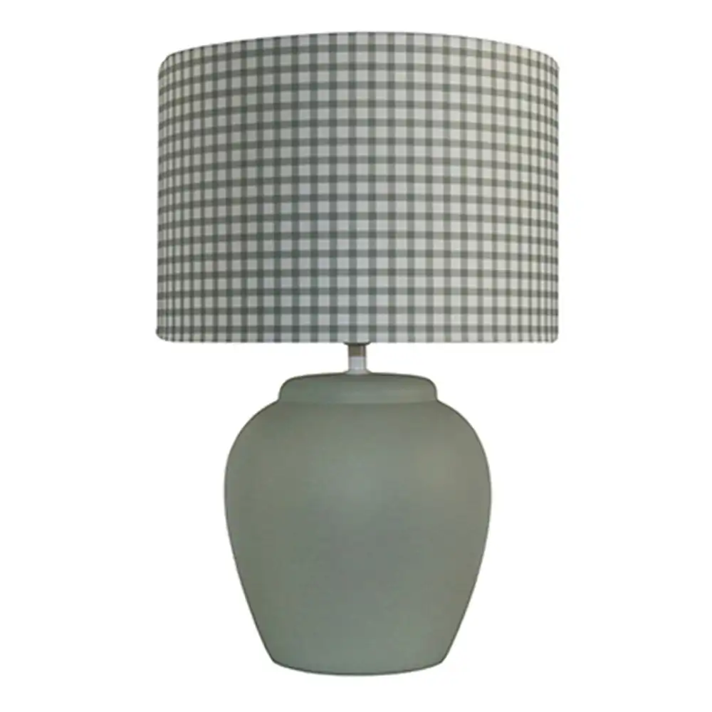 Maine & Crawford Cameo Gingham 43cm Ceramic Bedside Light Desk Table Lamp Sage