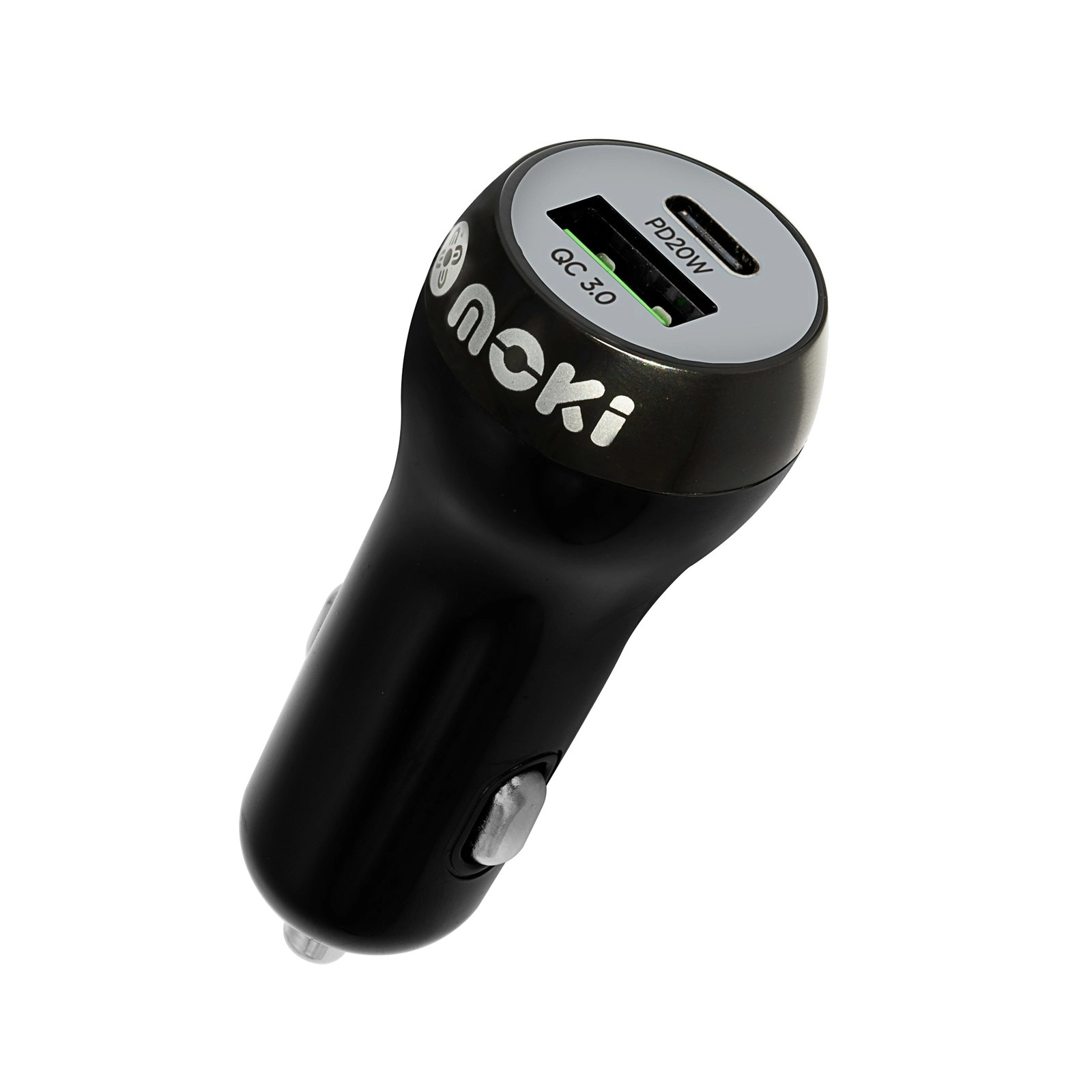 Moki PD 20W Type-C/QC USB 3.0 Fast/Quick Dual Car Charger For Phones/Tablets