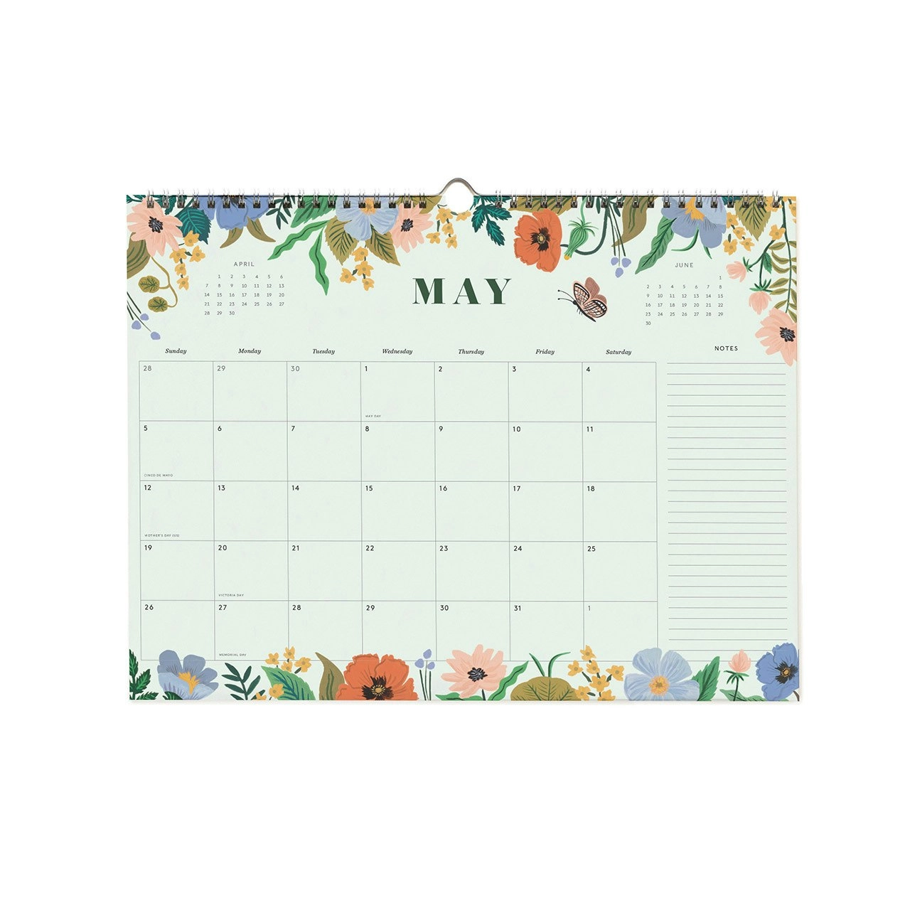 Rifle Paper Co 2024 40x30cm Double Spiral W/Hanger Blossom Appointment Calendar