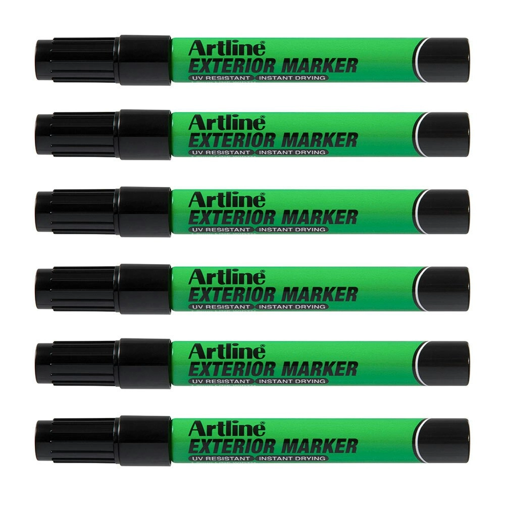 12PK Artline Exterior Permanent Marker 1.5mm Bullet Nib - Black