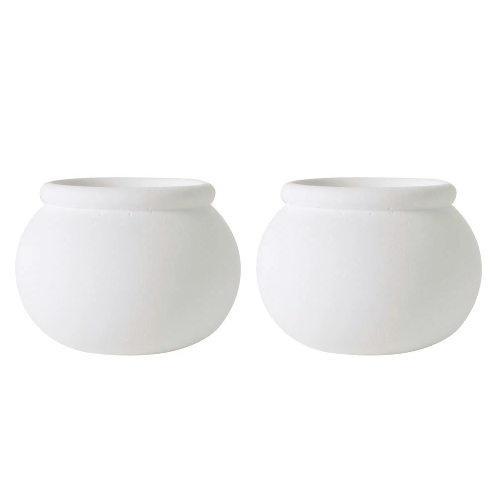 2x Maine and Crawford Liliana 15.2cm Bulb Lip Pot Planter Home/Garden Decor WHT