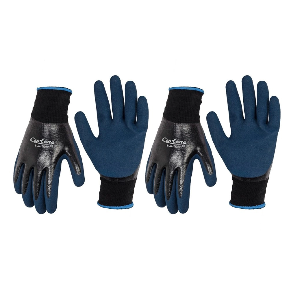 2x Cyclone Size Small Gardening Gloves Sub Zero Nylon/Dipped Nitrile Black/Blue