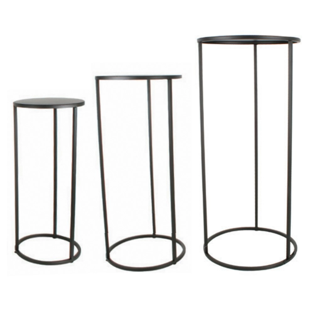 3pc Maine & Crawford Ekon 70x32cm Plant Stands Garden Rack Outdoor Shelf Black