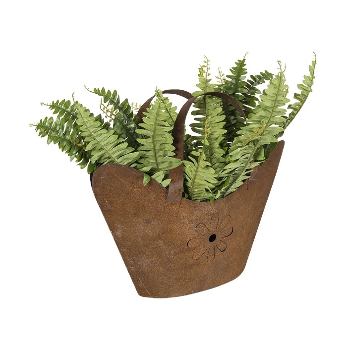 Handbag Shape 43cm Metal Planter Storage Holder Yard/Patio Garden Decor Brown