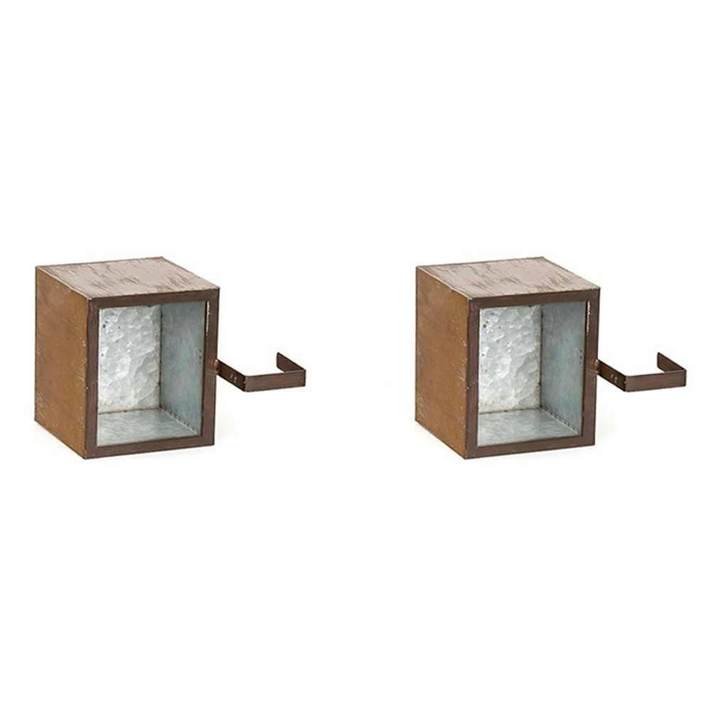 2x Window 15cm Zinc Box Planter Small Outdoor Yard/Patio Garden Decor Bronze