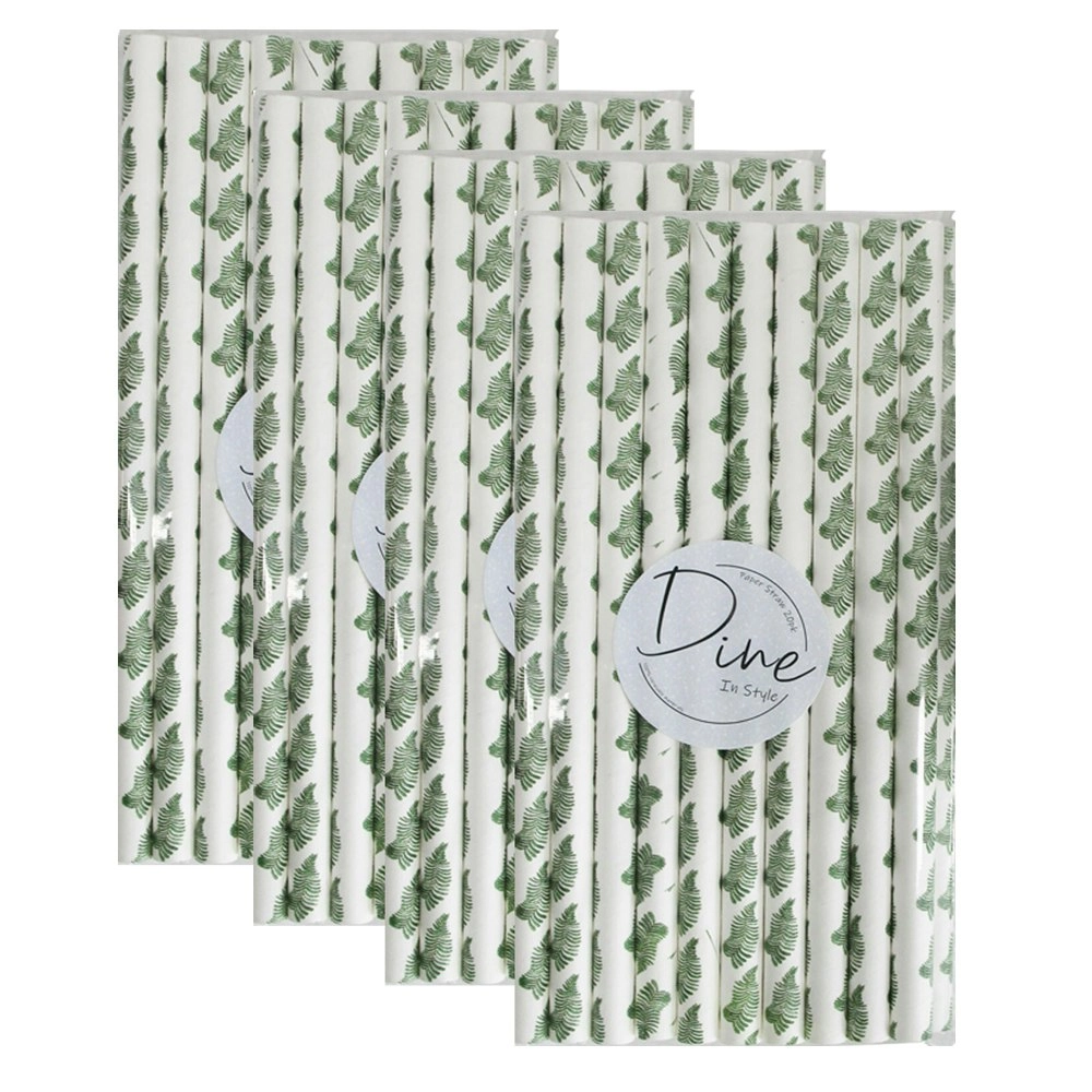 80pc Disposable 20cm Paper Drink Straw Birthday/Party Drinkware Tropics Green