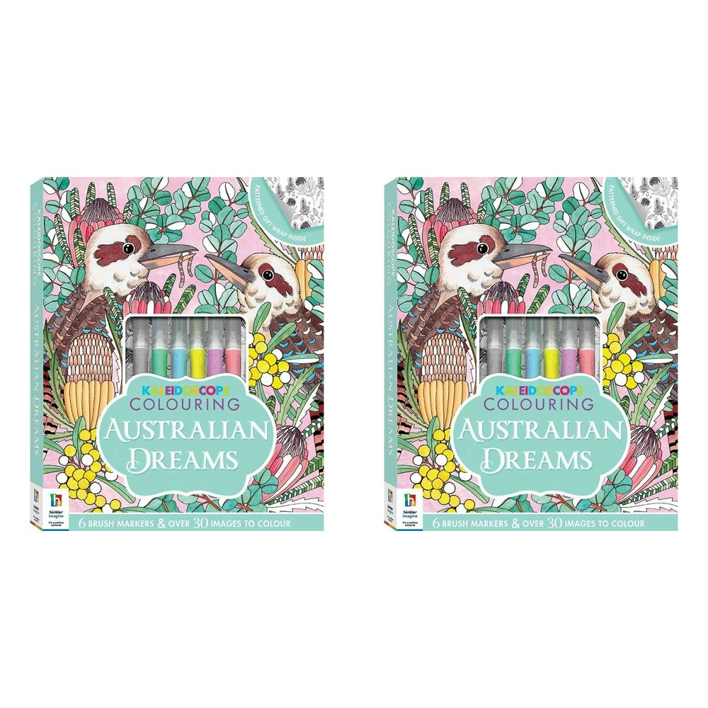 2x Kaleidoscope Colouring Kit: Australian Dreams Activity Kit Kids Art Book 6y+