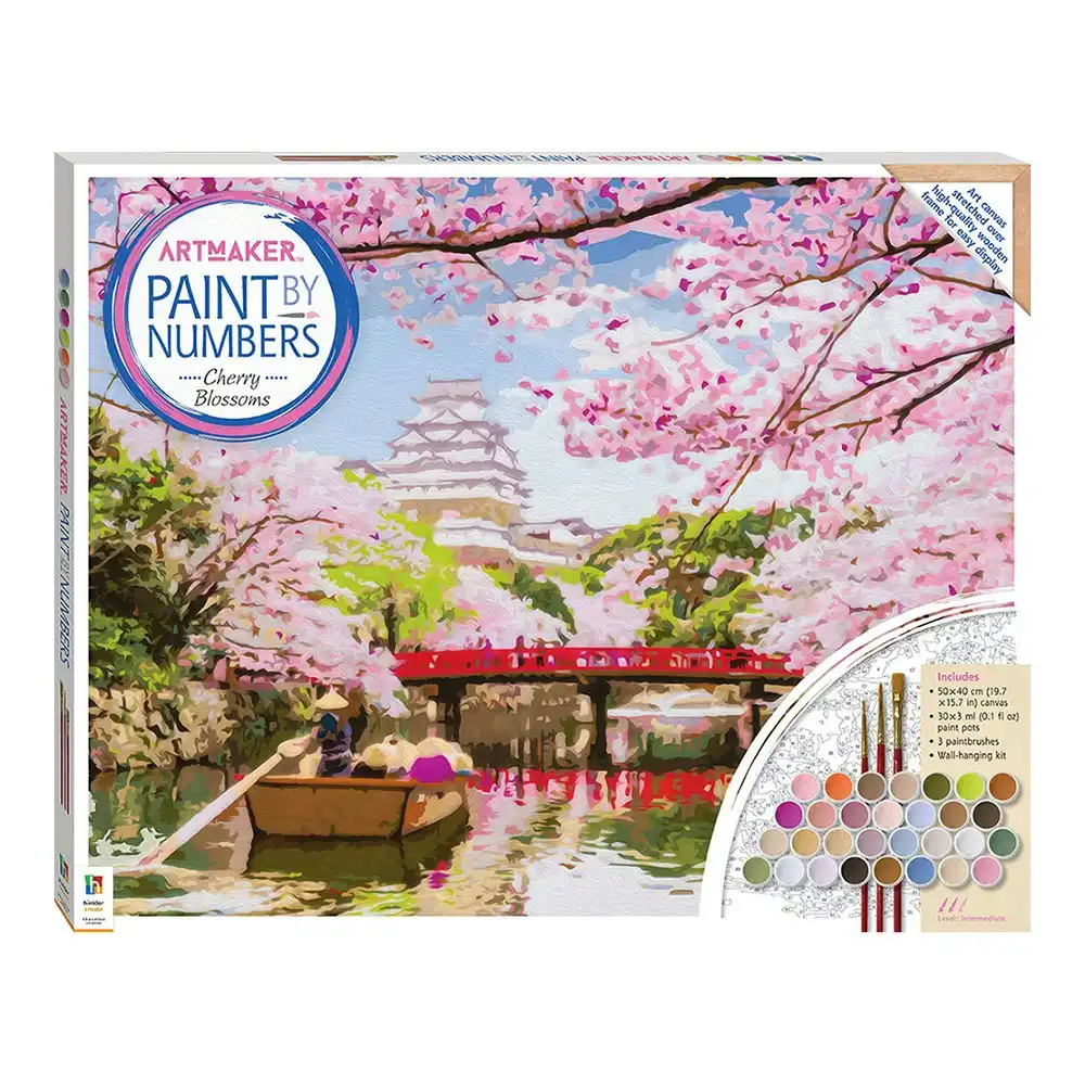 Art Maker Paint by Numbers Canvas Cherry Blossoms Painting Set Activity