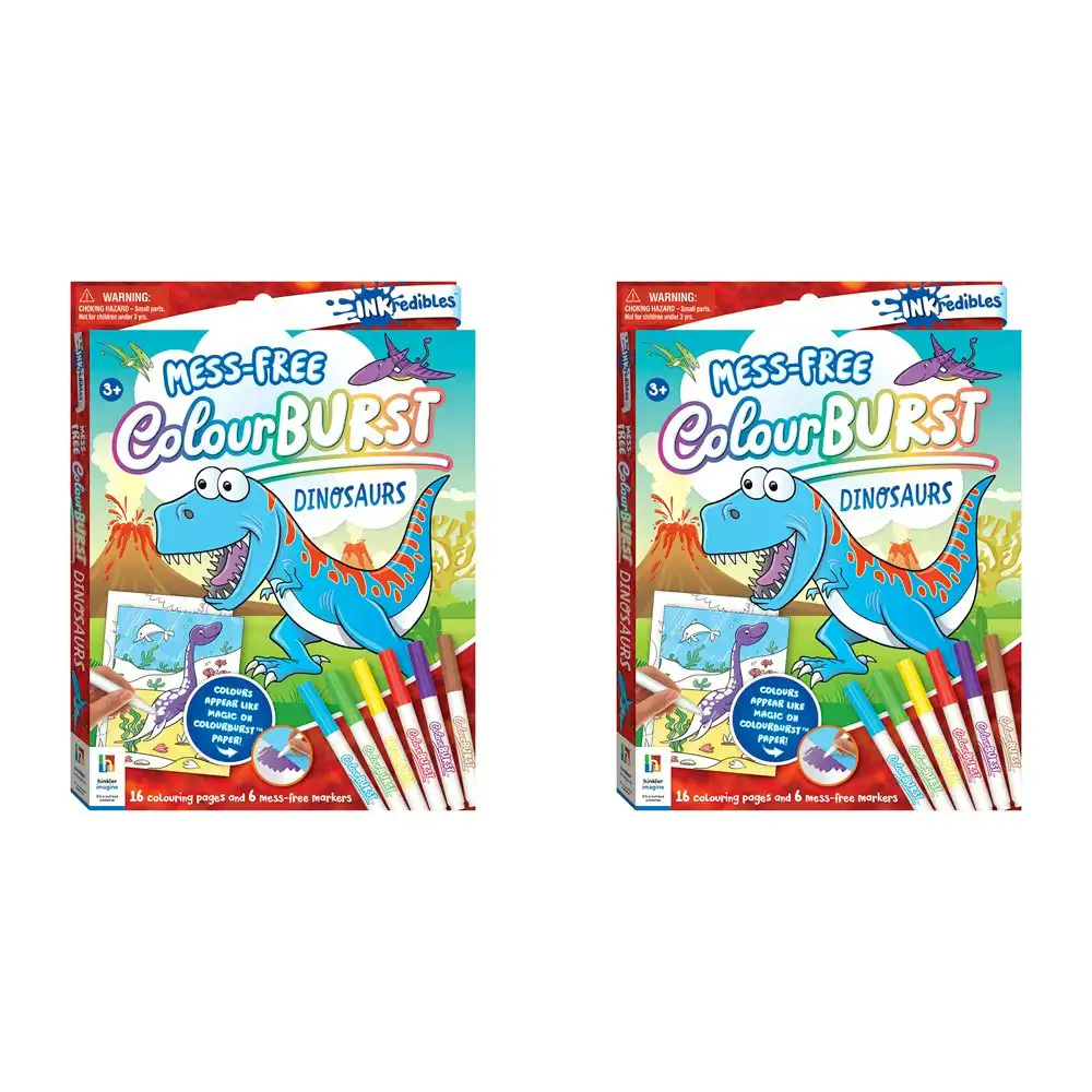 2x Inkredibles Colour Burst Dinosaurs Colouring Activity Kit Fun Mess-Free 3y+