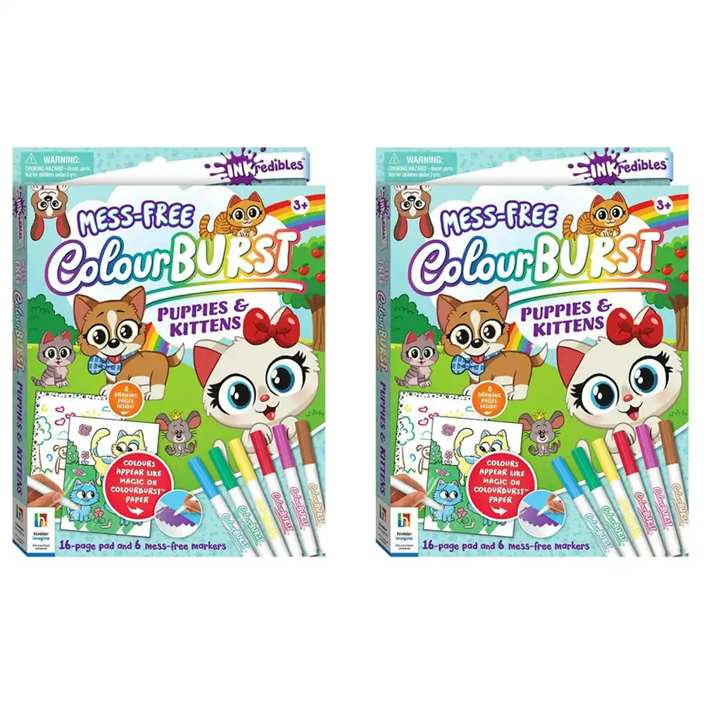 2x Inkredibles Colour Burst: Puppies and Kittens Activity Kit Mess-Free Art 3y+