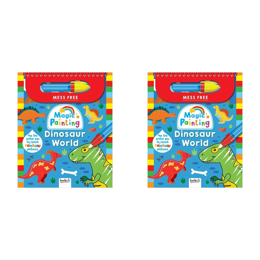 2x Bookoli Magic Painting: Dinosaur World Paint Art Book Childrens Activity