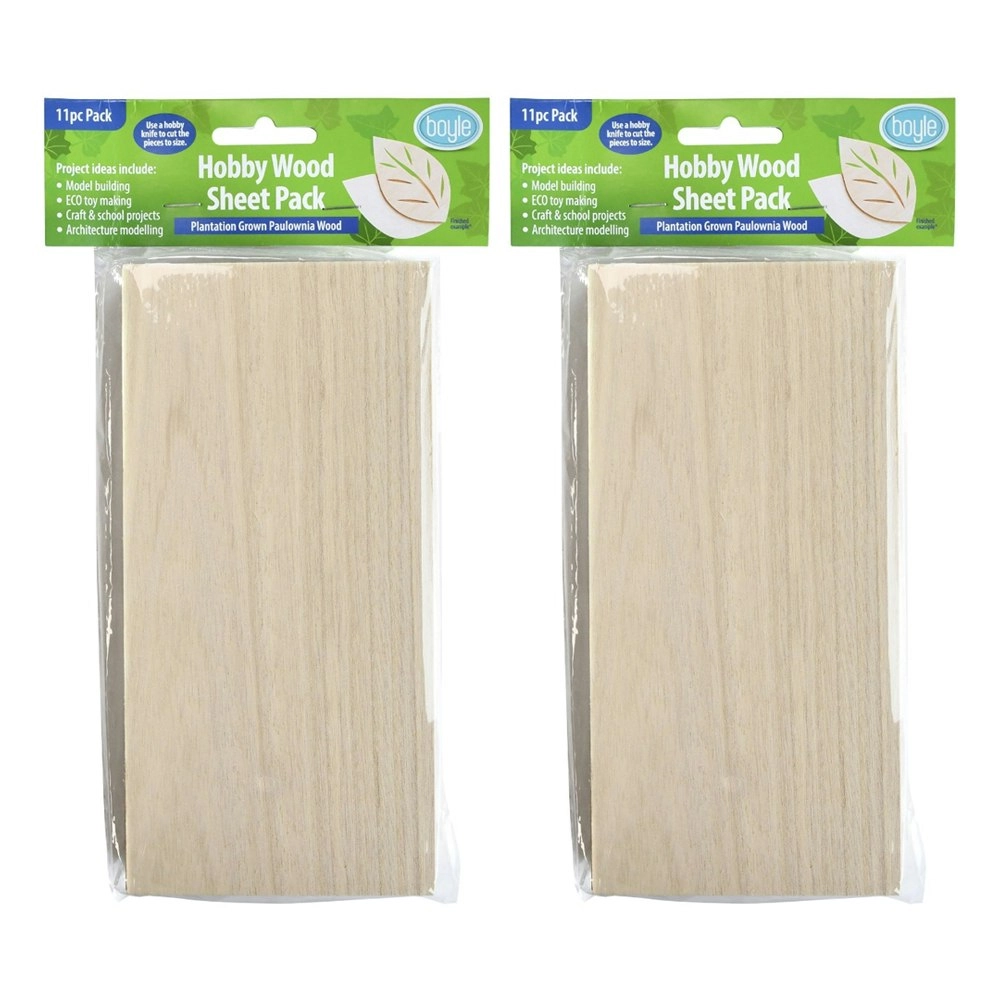 2x 11pc Boyle Hobby DIY Kids/Adult Model/Building Paulownia Wood Sheet Pack