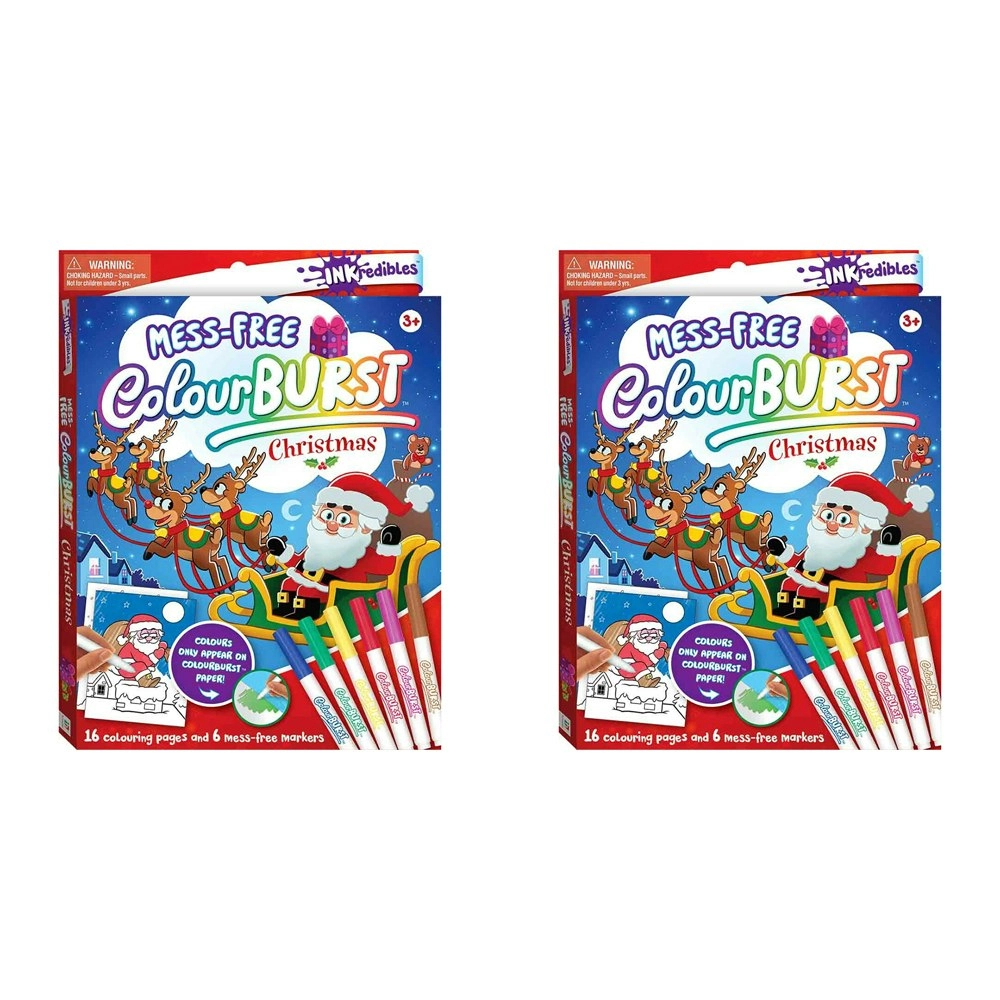 2x Inkredibles: Colour Burst Christmas Colouring Activity Kit Kids Art Book 3y+