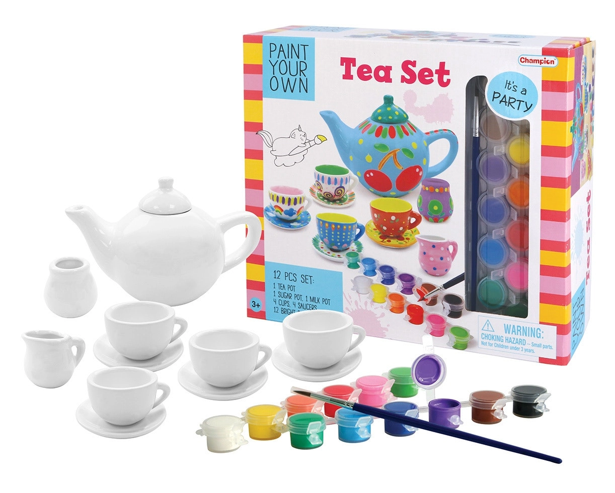 Kaper Kidz Children's/Kids Pyo Tea Set Arts And Crafts DIY Painting Kit 8+