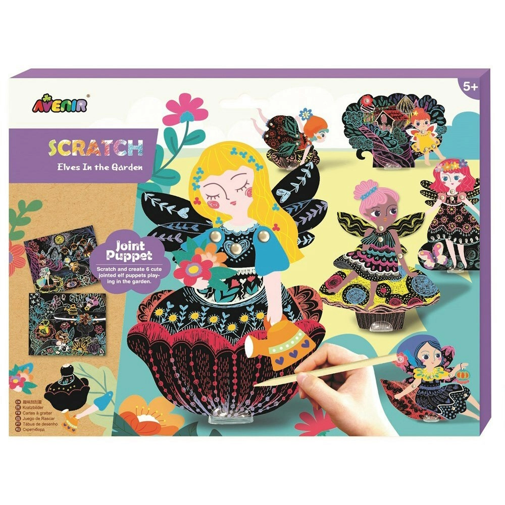 Avenir Scratch Art Joint Puppets Fairies in the Garden Kids Fun Activity 5y+