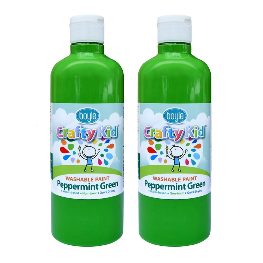 2x Boyle Crafty Kids 500ml Washable Non-Toxic Arts Colour Paint Peppermint Green