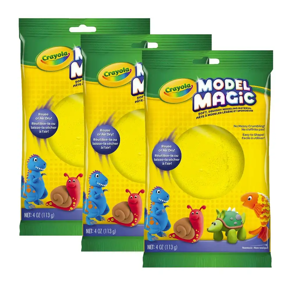 3x Crayola Childrens Creative Model Magic 113gms Squishy Modeling Material YEL