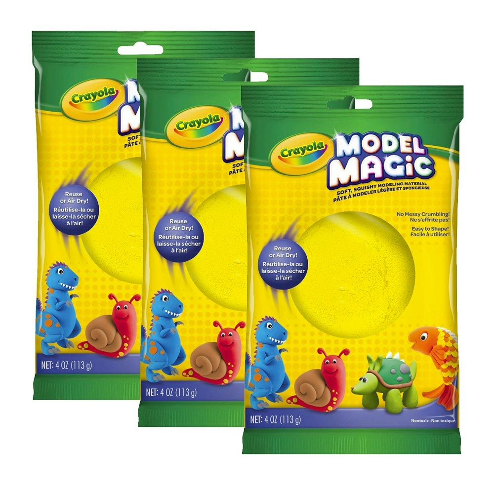 3x Crayola Childrens Creative Model Magic 113gms Squishy Modeling Material YEL