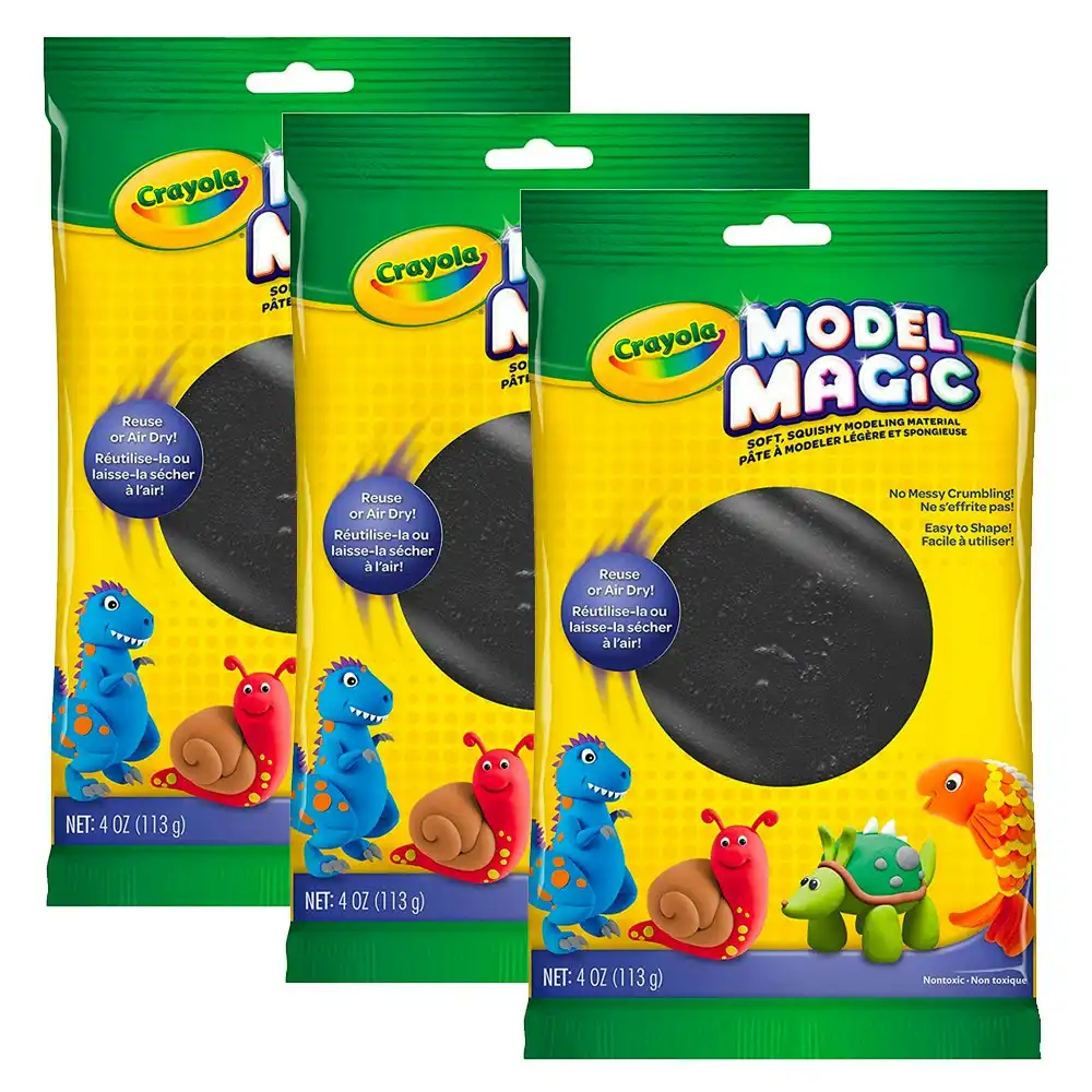 3x Crayola Childrens Creative Model Magic Squishy Modeling Material 113gms BLK