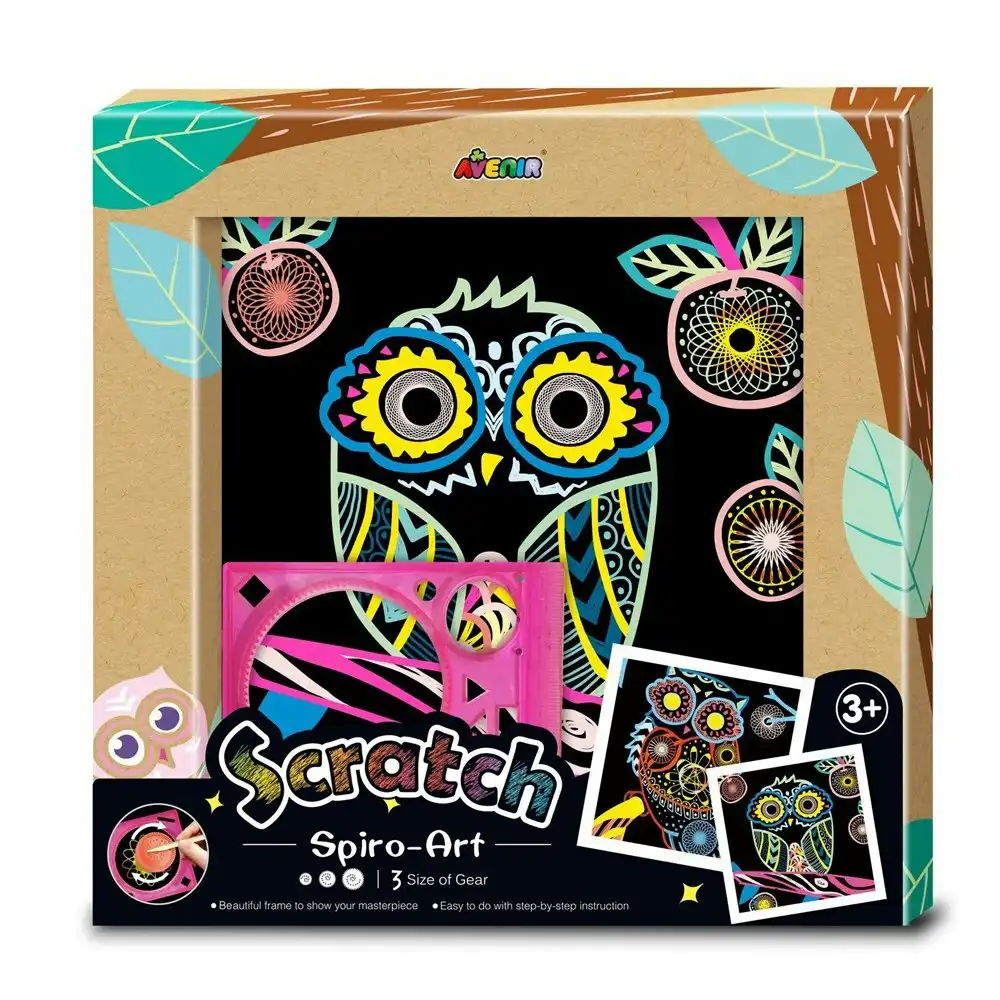 Avenir Scratch Spiro Art/Craft Owl Craft Kids/Children Fun Draw Activity Toy 3y+