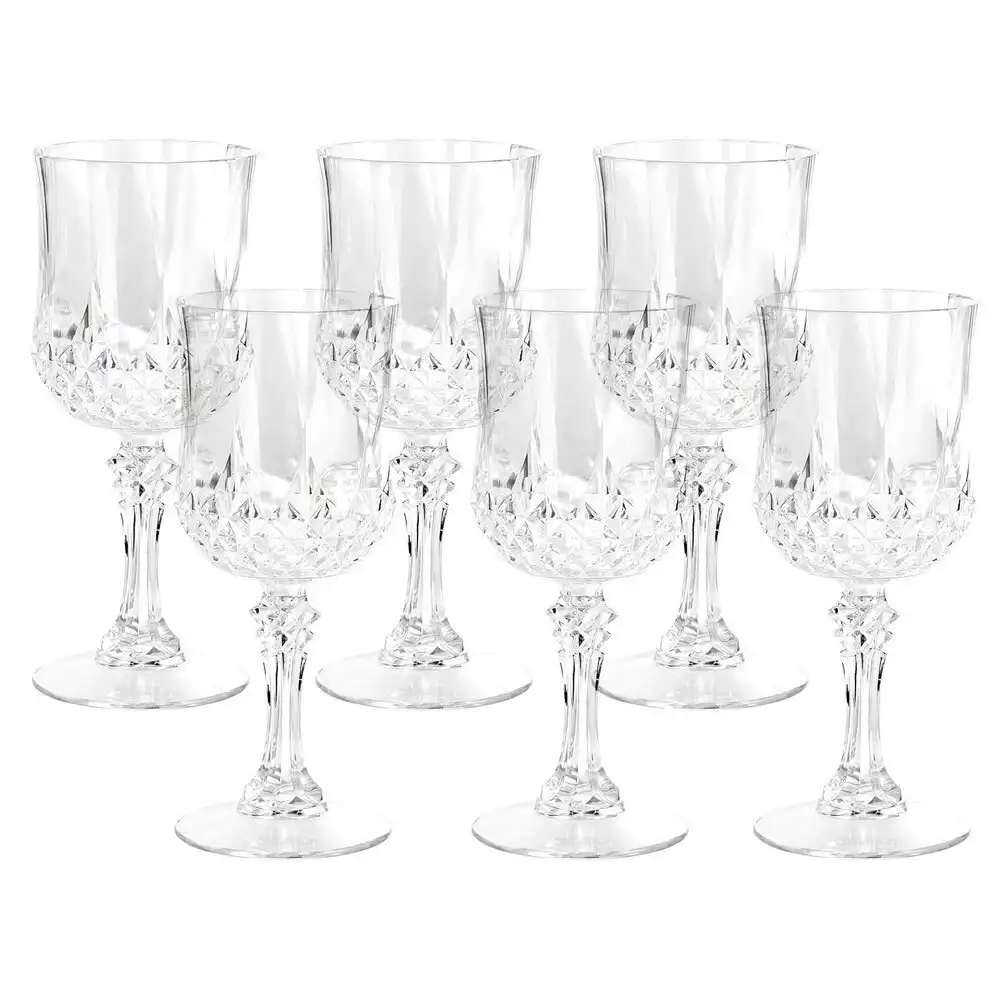 6x Lemon & Lime Crystal Deco 220ml Plastic Red Wine Glass Drinking Party Clear