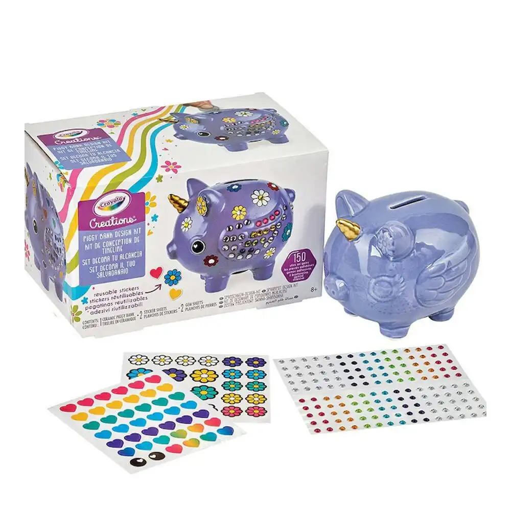 Crayola Creations Piggy Bank Design Activity Kit w/ Reusable Sticker For Kids 8+